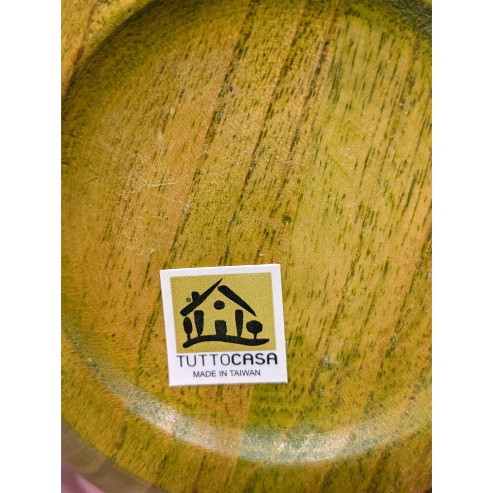 Tuttocasa Colorful Hand-Painted Wooden Vintage Salad Bowls Set Made In Taiwan - Picture 6 of 9